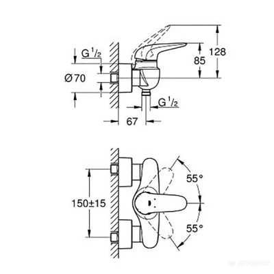 Змішувач для душу Grohe Eurostyle 23722003 Змішувач для душу Grohe Eurostyle 23722003