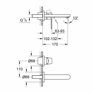 Змішувач прихованого монтажу для раковини Grohe Eurosmart 19381000 Змішувач прихованого монтажу для раковини Grohe Eurosmart 19381000