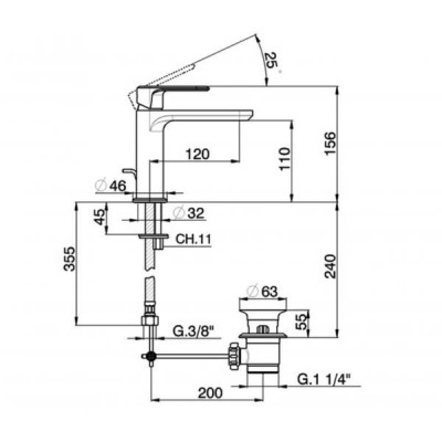 Змішувач для раковини Cisal Lineaviva LV000510.21 Змішувач для раковини Cisal Lineaviva LV000510.21