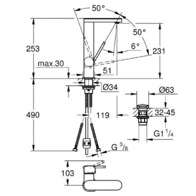 Змішувач для раковини Grohe Plus 23844003
