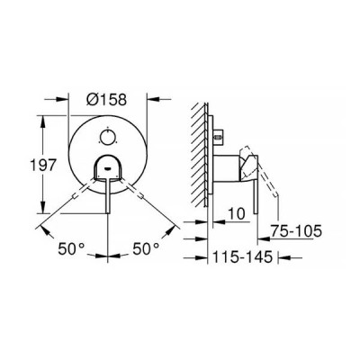 Змішувач прихованого монтажу для душу Grohe Plus 24093003 з перемикачем на 3 положення