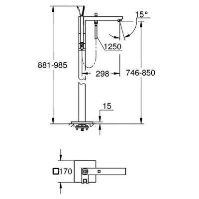 Змішувач для ванни Grohe Eurocube Joy 23667001 підлоговий, хром