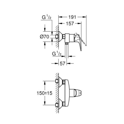 Змішувач для душу Grohe BauFlow 23632000 Змішувач для душу Grohe BauFlow 23632000