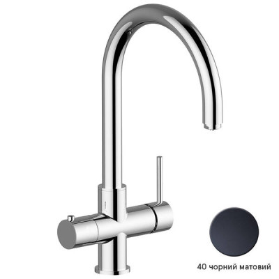 Змішувач для кухні Cisal Nuova City AquaPura CV000985.40 з краном для очищеної води, чорний матовий