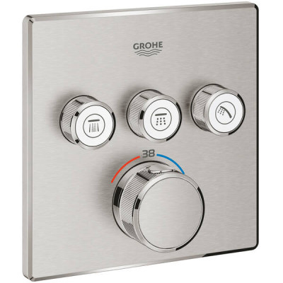 Змішувач прихованого монтажу для душу Grohe Grohtherm SmartControl 29126DC0 з термостатом на 3 споживачі, суперсталь