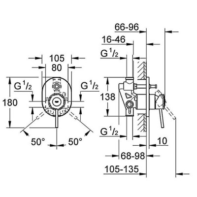 Змішувач прихованого монтажу для ванни Grohe BauClassic 29047000 Змішувач прихованого монтажу для ванни Grohe BauClassic 29047000