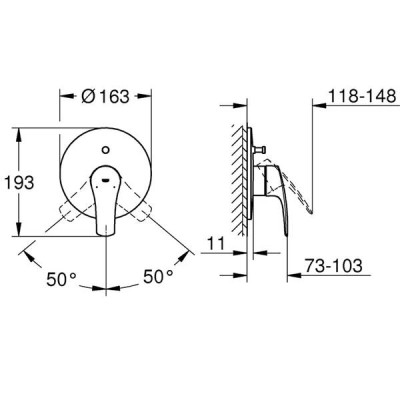 Змішувач прихованого монтажу для ванни/душу Grohe Eurosmart 194502433 чорний матовий Змішувач прихованого монтажу для ванни/душу Grohe Eurosmart 194502433 чорний матовий