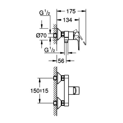Змішувач для душу Grohe BauLoop 23634001 хром Змішувач для душу Grohe BauLoop 23634001 хром