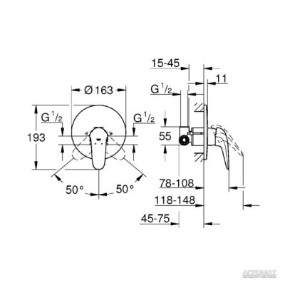 Змішувач прихованого монтажу для душу Grohe Eurosmart 33556002 Змішувач прихованого монтажу для душу Grohe Eurosmart 33556002