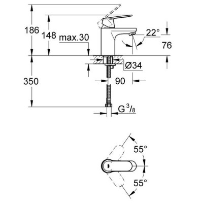 Змішувач для раковини Grohe Eurosmart Cosmopolitan 32824000 Змішувач для раковини Grohe Eurosmart Cosmopolitan 32824000