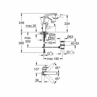 Змішувач для раковини Grohe Eurocube L 23135000 Змішувач для раковини Grohe Eurocube L 23135000