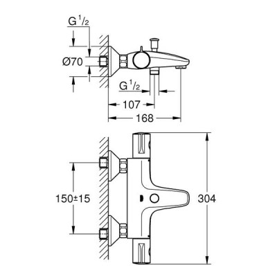 Змішувач для ванни Grohe Grohtherm 800 34567000 термостатичний Змішувач для ванни Grohe Grohtherm 800 34567000 термостатичний