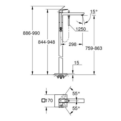 Змішувач для ванни Grohe Eurocube 23672001 Змішувач для ванни Grohe Eurocube 23672001