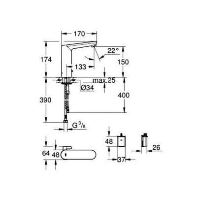 Змішувач для раковини Grohe Eurosmart Cosmopolitan E 36422000 сенсорний, хром Змішувач для раковини Grohe Eurosmart Cosmopolitan E 36422000 сенсорний, хром