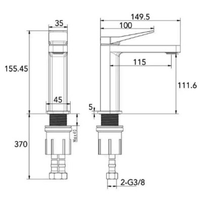 Змішувач для раковини Devit HB-GR5008BN колір brushed nickel Змішувач для раковини Devit HB-GR5008BN колір brushed nickel