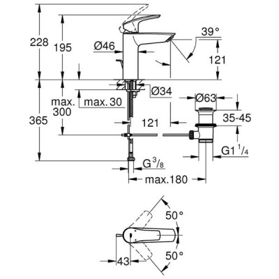 Змішувач для раковини Grohe Eurosmart 233222433 M-Size, чорний матовий