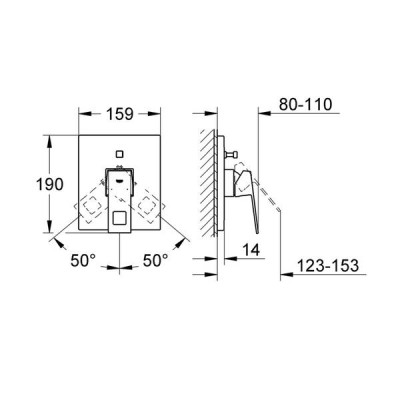 Змішувач прихованого монтажу для душу Grohe Eurocube 19896000 Змішувач прихованого монтажу для душу Grohe Eurocube 19896000