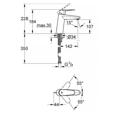 Змішувач для раковини Grohe Eurodisc Cosmopolitan 23449002 Змішувач для раковини Grohe Eurodisc Cosmopolitan 23449002