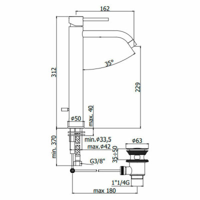 Змішувач для раковини високий Paffoni Light LIG081NO чорний матовий Змішувач для раковини високий Paffoni Light LIG081NO чорний матовий