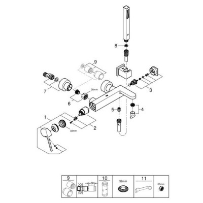 Змішувач для ванни Grohe Plus 33547003 з душовим гарнітуром Змішувач для ванни Grohe Plus 33547003 з душовим гарнітуром