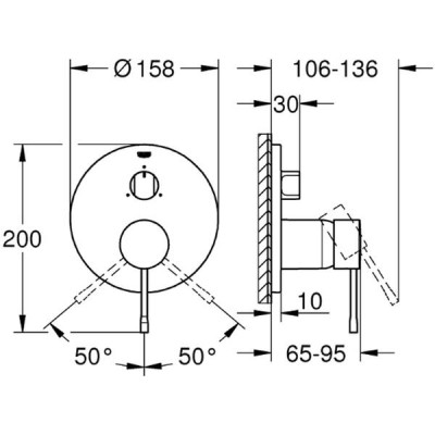 Змішувач прихованого монтажу для ванни/душу Grohe Essence 24092001 на 3 виходи, хром Змішувач прихованого монтажу для ванни/душу Grohe Essence 24092001 на 3 виходи, хром