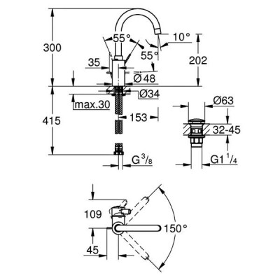 Змішувач для раковини Grohe Eurosmart Cosmopolitan 23933001 хром Змішувач для раковини Grohe Eurosmart Cosmopolitan 23933001 хром