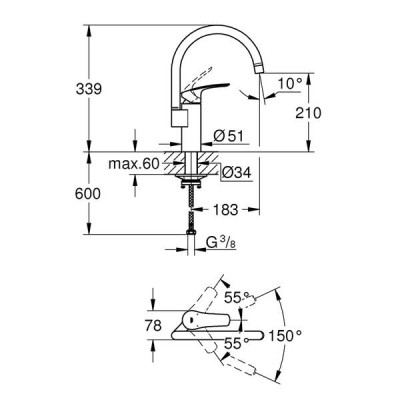 Змішувач для кухні Grohe Eurosmart New T 33202003 Змішувач для кухні Grohe Eurosmart New T 33202003