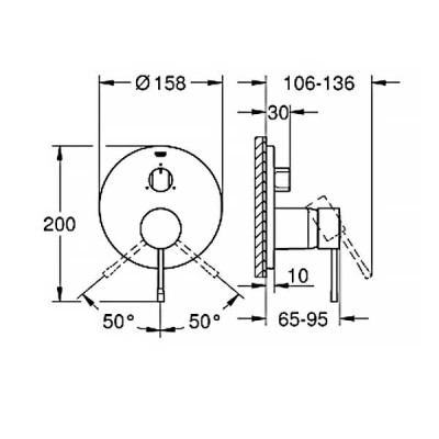 Змішувач прихованого монтажу для ванни/душу Grohe Essence 24092DC1 на 3 положення, суперсталь Змішувач прихованого монтажу для ванни/душу Grohe Essence 24092DC1 на 3 положення, суперсталь
