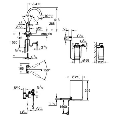 Змішувач для кухні Grohe Red II Duo 30083001 з бойлерною системою М, хром Змішувач для кухні Grohe Red II Duo 30083001 з бойлерною системою М, хром