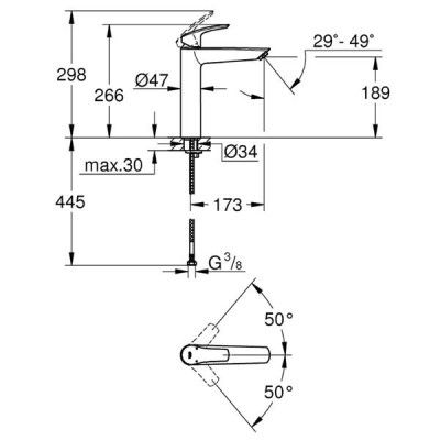 Змішувач для раковини Grohe Eurosmart 239712433 XL розмір, чорний матовий Змішувач для раковини Grohe Eurosmart 239712433 XL розмір, чорний матовий
