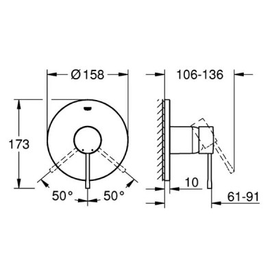 Змішувач прихованого монтажу для душу Grohe Essence 24168KF1 чорний матовий Змішувач прихованого монтажу для душу Grohe Essence 24168KF1 чорний матовий