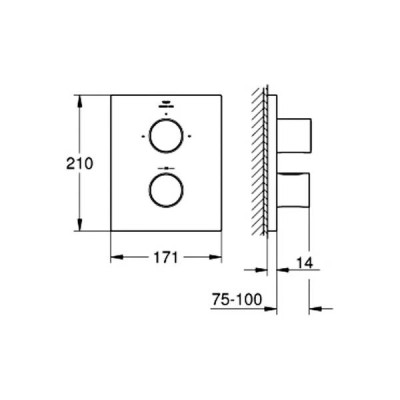 Змішувач прихованого монтажу для душу Grohe Grohtherm F 27618000 з термостатом, хром Змішувач прихованого монтажу для душу Grohe Grohtherm F 27618000 з термостатом, хром