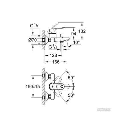 Змішувач для ванни Grohe BauLoop 32815 Змішувач для ванни Grohe BauLoop 32815