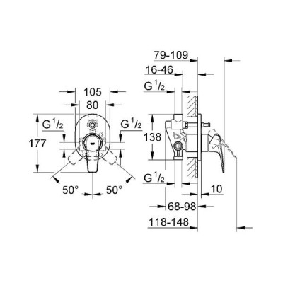Змішувач прихованого монтажу для ванни/душу Grohe Bau Flow 29045000