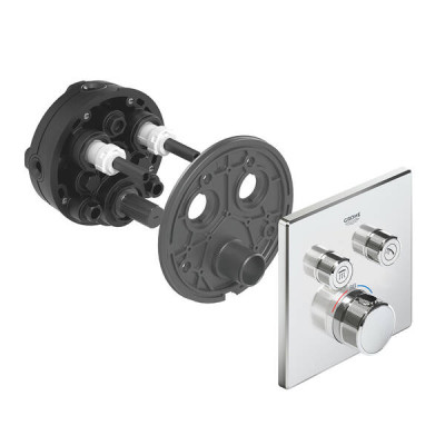 Змішувач прихованого монтажу для душу Grohe Grohtherm SmartControl 29124000 термостатичний на 2 виходи Змішувач прихованого монтажу для душу Grohe Grohtherm SmartControl 29124000 термостатичний на 2 виходи