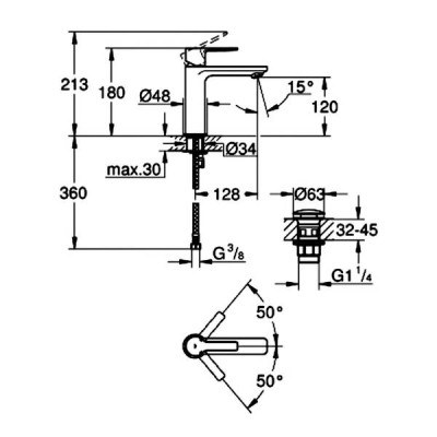 Змішувач для раковини Grohe Lineare 23106001 хром Змішувач для раковини Grohe Lineare 23106001 хром