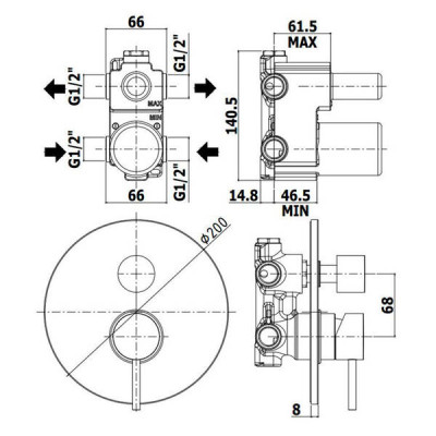 Змішувач прихованого монтажу для ванни/душу Paffoni Light LIG 018 NO чорний матовий Змішувач прихованого монтажу для ванни/душу Paffoni Light LIG 018 NO чорний матовий