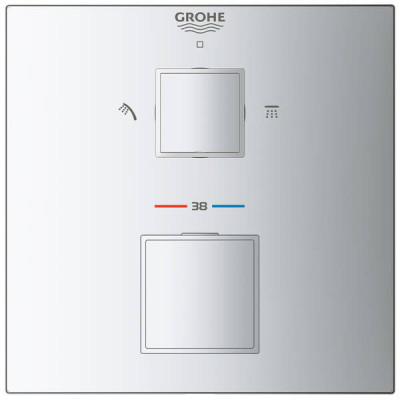 Змішувач прихованого монтажу для душу Grohe Grohtherm Cube 24154000 з термостатом на 2 виходи, хром Змішувач прихованого монтажу для душу Grohe Grohtherm Cube 24154000 з термостатом на 2 виходи, хром