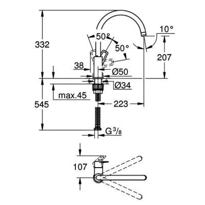 Змішувач для кухні Grohe BauLoop 31368001 хром Змішувач для кухні Grohe BauLoop 31368001 хром