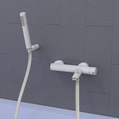 Змішувач для ванни Paffoni Light LIG 023 BO з ручним душем білий мат Змішувач для ванни Paffoni Light LIG 023 BO з ручним душем білий мат