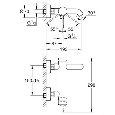 Змішувач для ванни Grohe Essence 25250KF1 Змішувач для ванни Grohe Essence 25250KF1