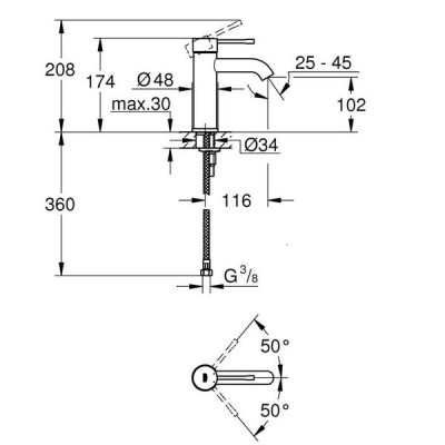 Змішувач для раковини Grohe Essence 24172001 S-розмір, хром Змішувач для раковини Grohe Essence 24172001 S-розмір, хром