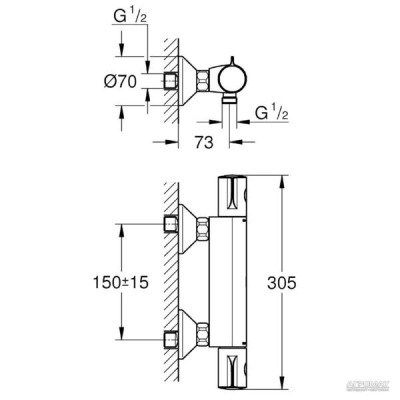 Змішувач для душу Grohe Grohtherm 34558000 Змішувач для душу Grohe Grohtherm 34558000
