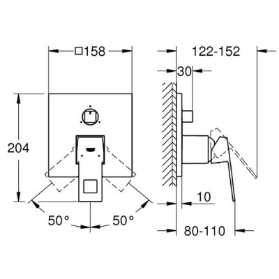 Змішувач прихованого монтажу для ванни/душу Grohe Eurocube 24094000 на 3 положення, хром Змішувач прихованого монтажу для ванни/душу Grohe Eurocube 24094000 на 3 положення, хром