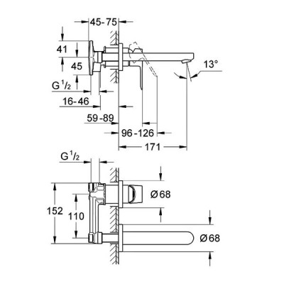 Змішувач прихованого монтажу для раковини Grohe BauLoop 20289000 хром Змішувач прихованого монтажу для раковини Grohe BauLoop 20289000 хром