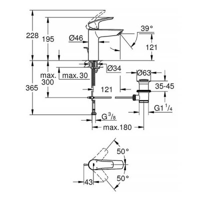 Змішувач для раковини Grohe Eurosmart 23322003 хром Змішувач для раковини Grohe Eurosmart 23322003 хром