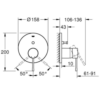 Змішувач прихованого монтажу для ванни/душу Grohe Essence 24167001 хром (зовнішня частина) Змішувач прихованого монтажу для ванни/душу Grohe Essence 24167001 хром (зовнішня частина)