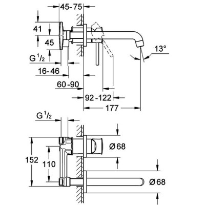 Змішувач прихованого монтажу для раковини Grohe BauClassic 2029200C Змішувач прихованого монтажу для раковини Grohe BauClassic 2029200C