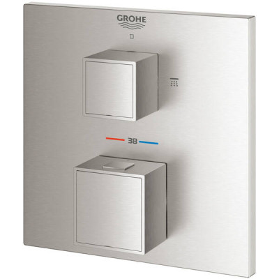 Змішувач прихованого монтажу для душу Grohe Grohtherm Cube 24154DC0 з термостатом на 2 виходи, суперсталь Змішувач прихованого монтажу для душу Grohe Grohtherm Cube 24154DC0 з термостатом на 2 виходи, суперсталь
