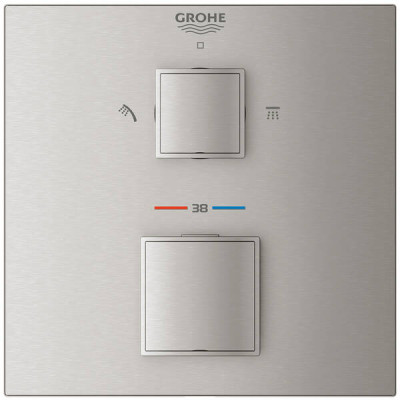 Змішувач прихованого монтажу для душу Grohe Grohtherm Cube 24154DC0 з термостатом на 2 виходи, суперсталь Змішувач прихованого монтажу для душу Grohe Grohtherm Cube 24154DC0 з термостатом на 2 виходи, суперсталь